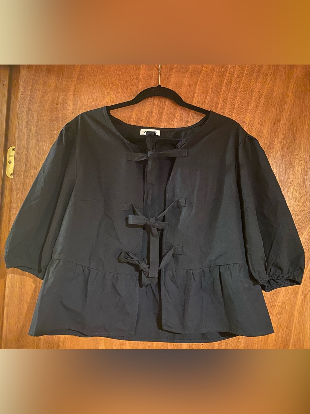 Black Peplum Tie-Up Top